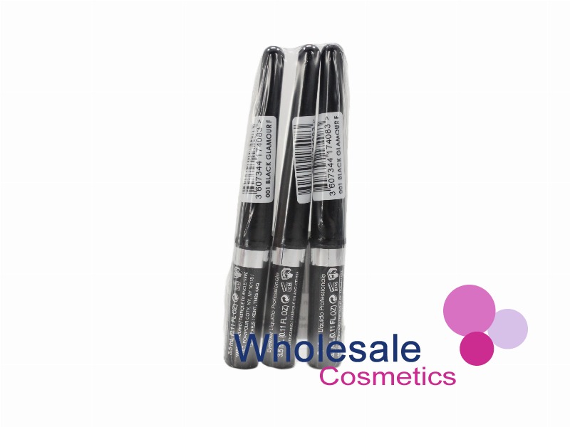 9 x Rimmel Glam'Eyes Professional Liquid Eye Liner - 001 BLACK GLAMOUR